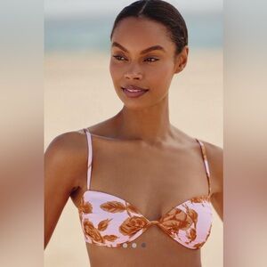 Anthropologie Seafolly Rococo Ruched Split Wire Floral Blossom Bikini Top 4 US